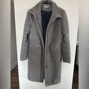 H&M Wool Blend Bouclé Coat Gray Zip Front (US 10 / EU 40)
